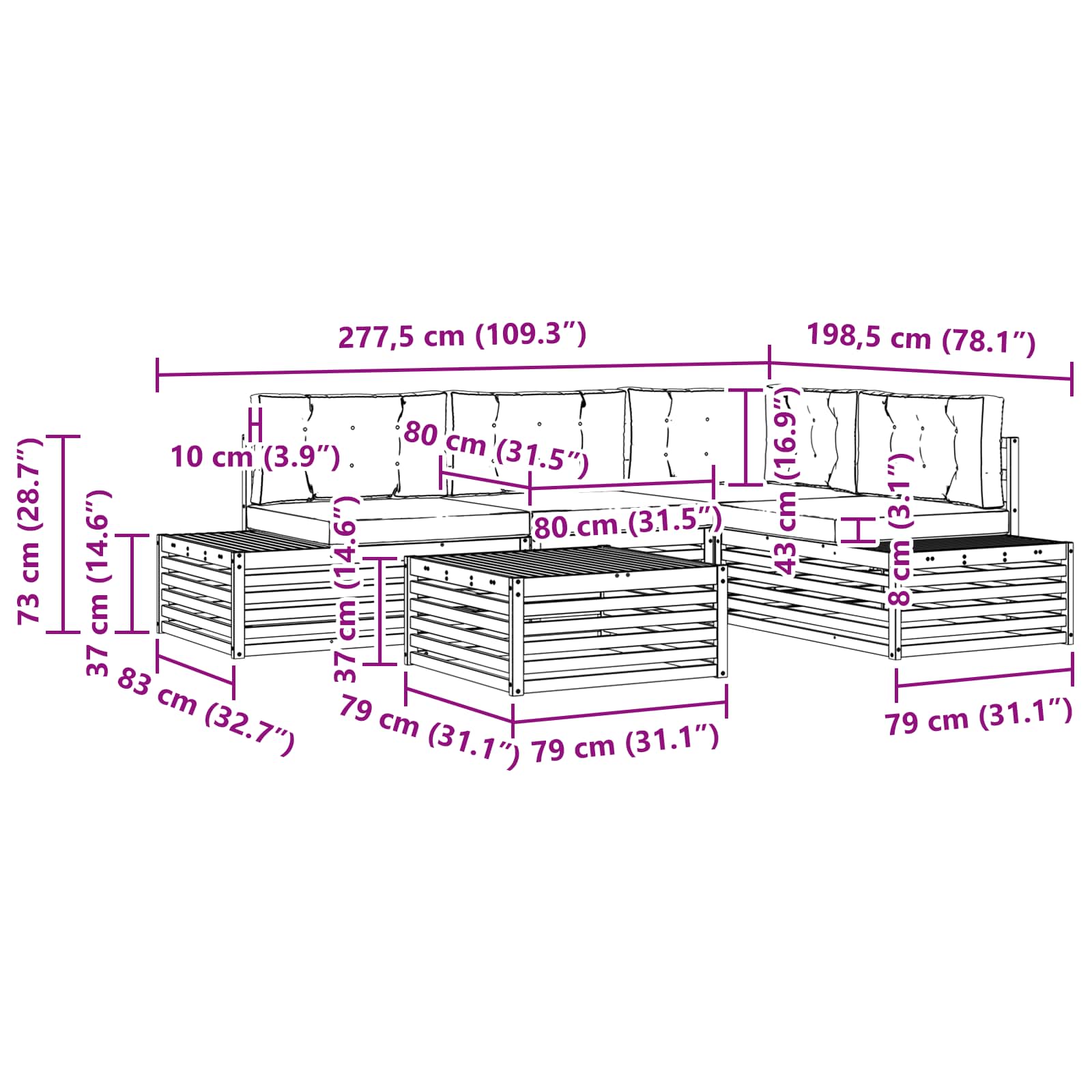 Set vanjskih sofa s jastukom 5 Komad Prirodna i svijetlo siva
