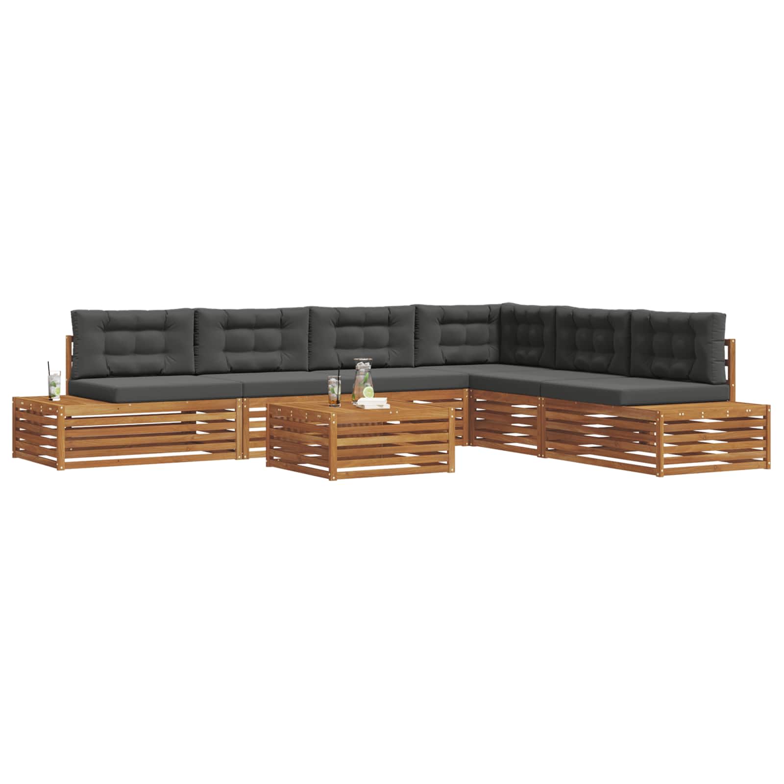 Set vanjskih sofa s jastukom 7 Komad Prirodna i antracit