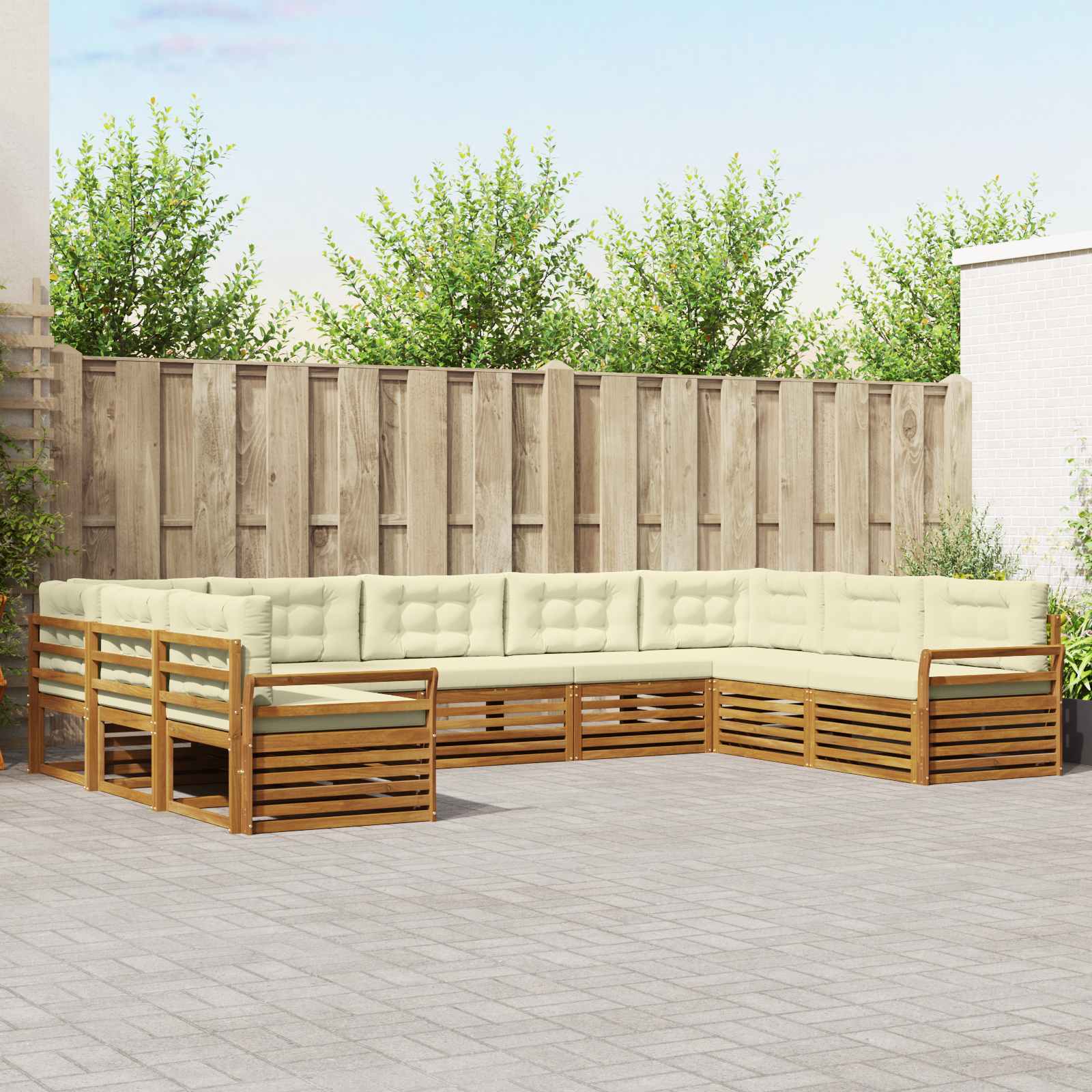 Set vanjskih sofa 9 pcs Prirodna i krem Čvrsto drvo akacije