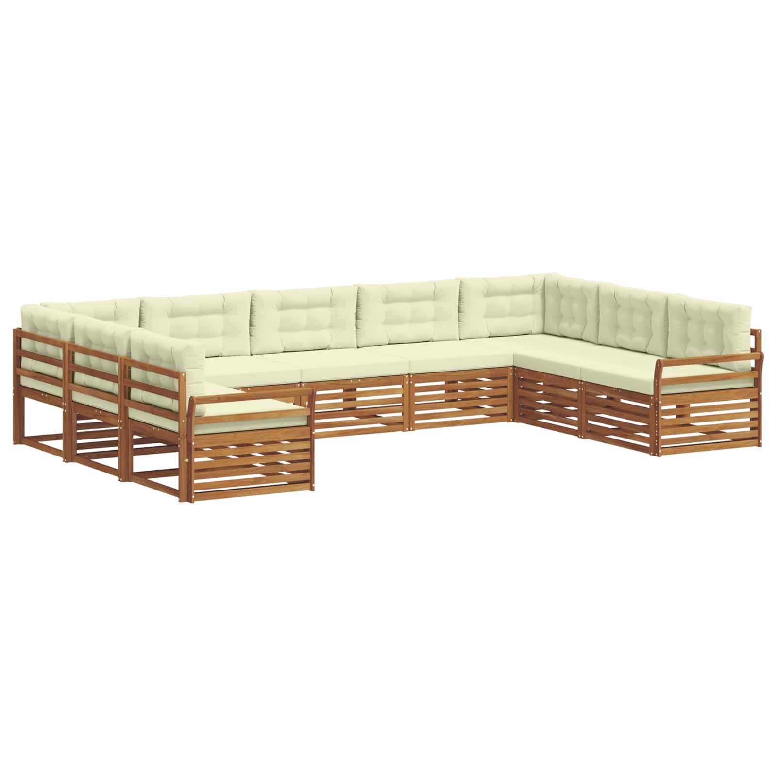Set vanjskih sofa 9 pcs Prirodna i krem Čvrsto drvo akacije