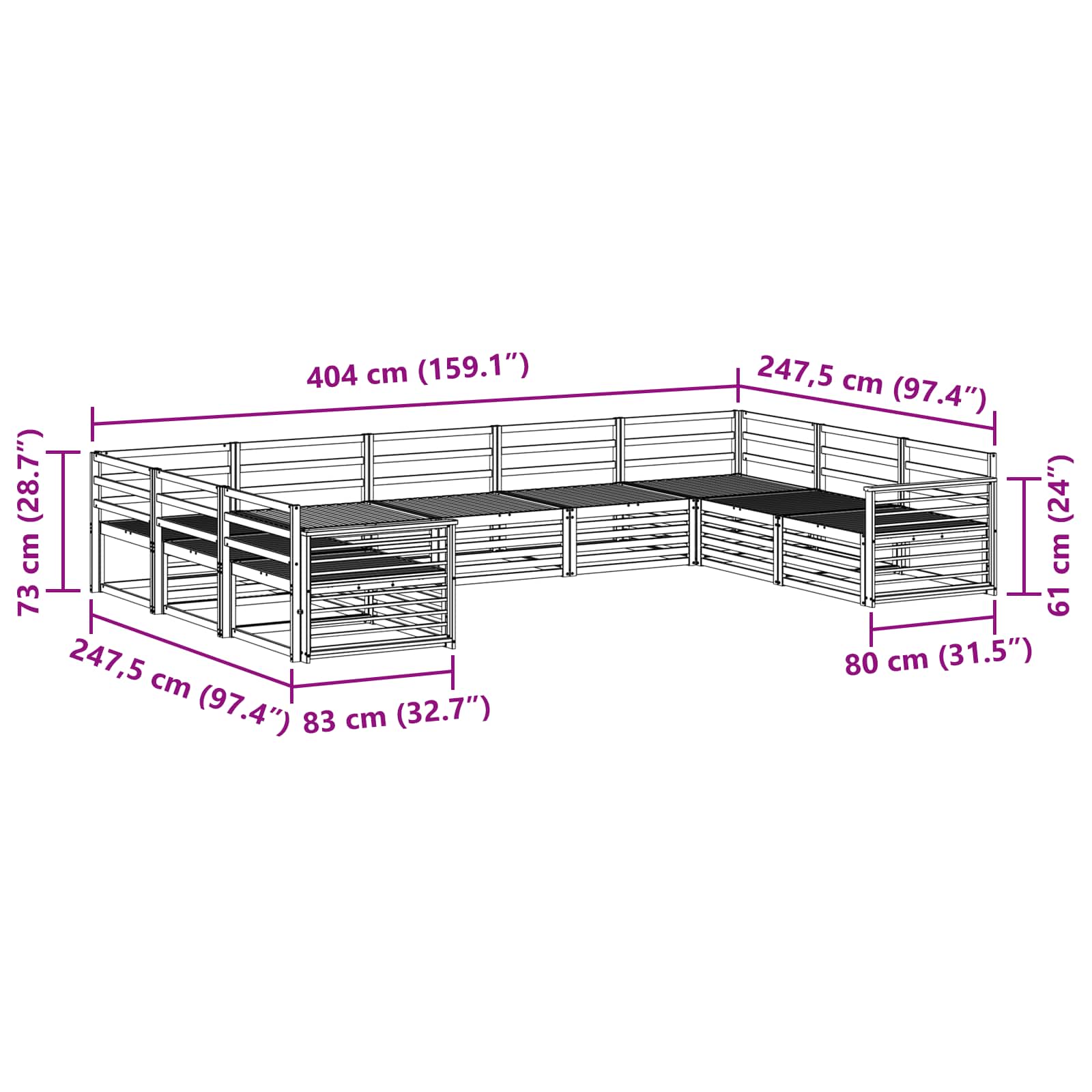 Setovi sofa 9 pcs Prirodna Čvrsto drvo akacije