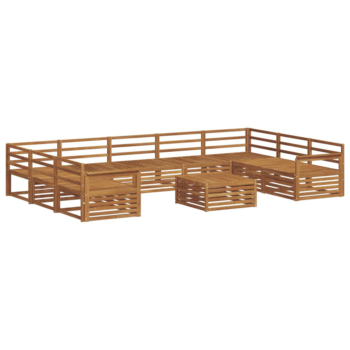 Set vanjskih sofa 10 kom. Prirodna Čvrsto drvo akacije 79 x 79 x 37 cm