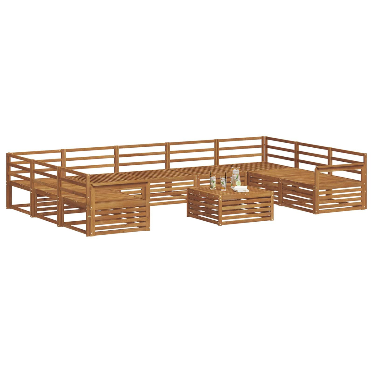 Set vanjskih sofa 10 kom. Prirodna Čvrsto drvo akacije 79 x 79 x 37 cm