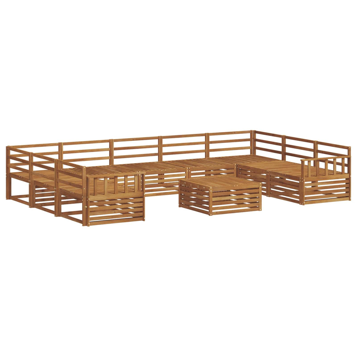 Set vanjskih sofa 10 kom. Prirodna Čvrsto drvo akacije