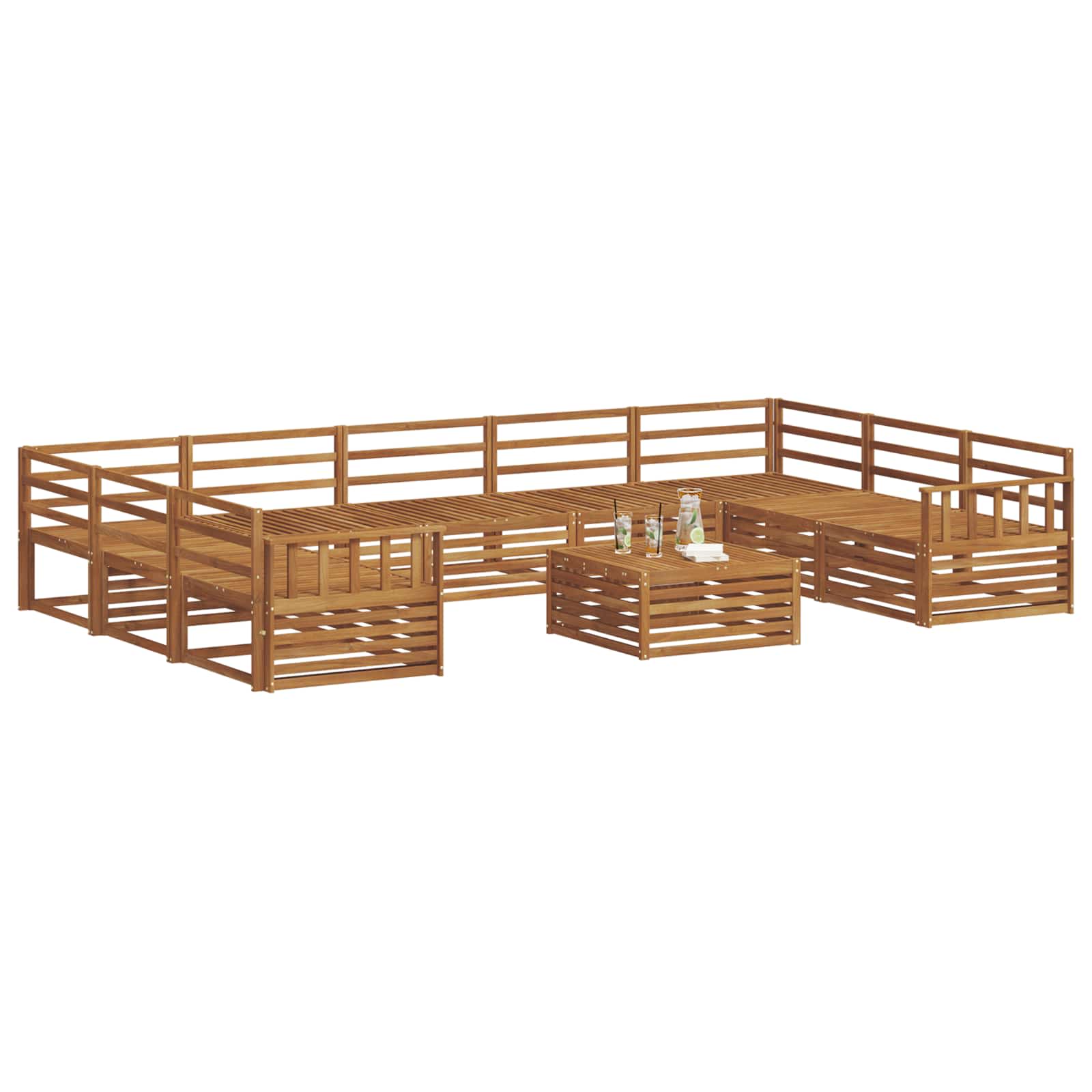 Set vanjskih sofa 10 pcs Prirodna Čvrsto drvo akacije