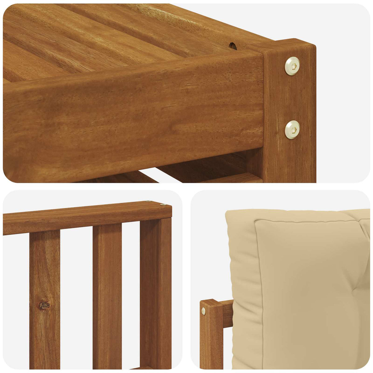 Set vanjskih sofa 10 kom. Prirodna i bež Čvrsto drvo akacije