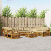 Set vanjskih sofa 10 kom. Prirodna i bež Čvrsto drvo akacije