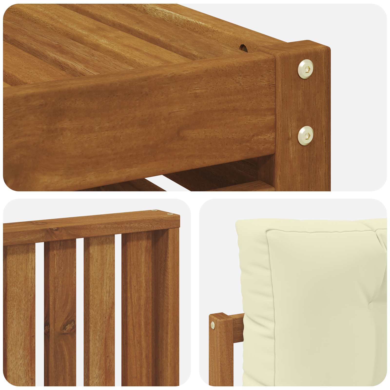 Set vanjskih sofa 10 pcs Prirodna i krem Čvrsto drvo akacije