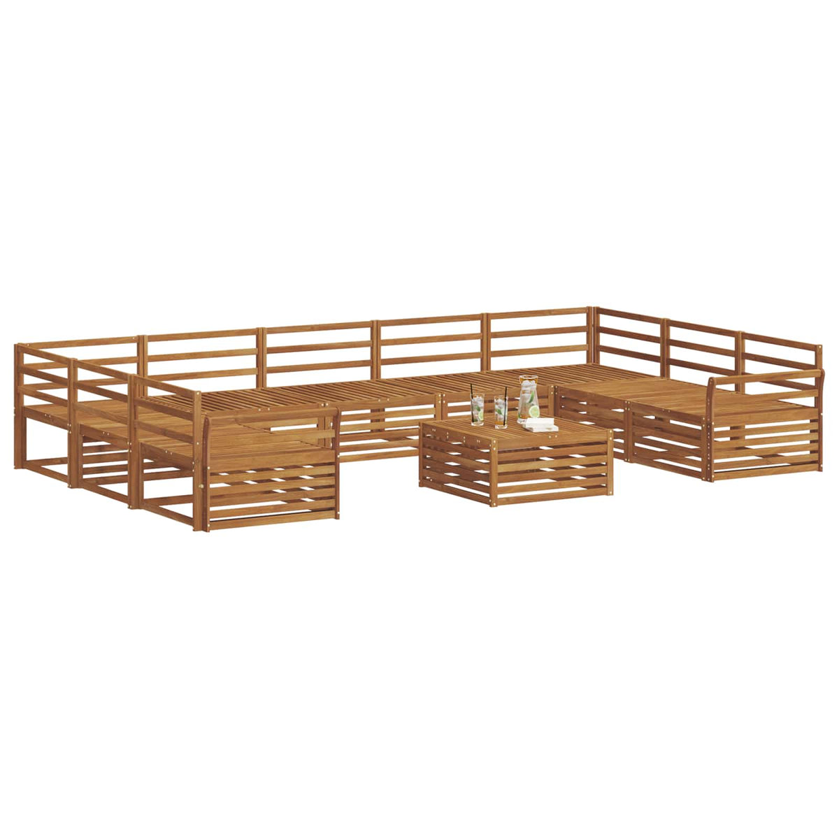 Set vanjskih sofa 10 kom. Prirodna Čvrsto drvo akacije