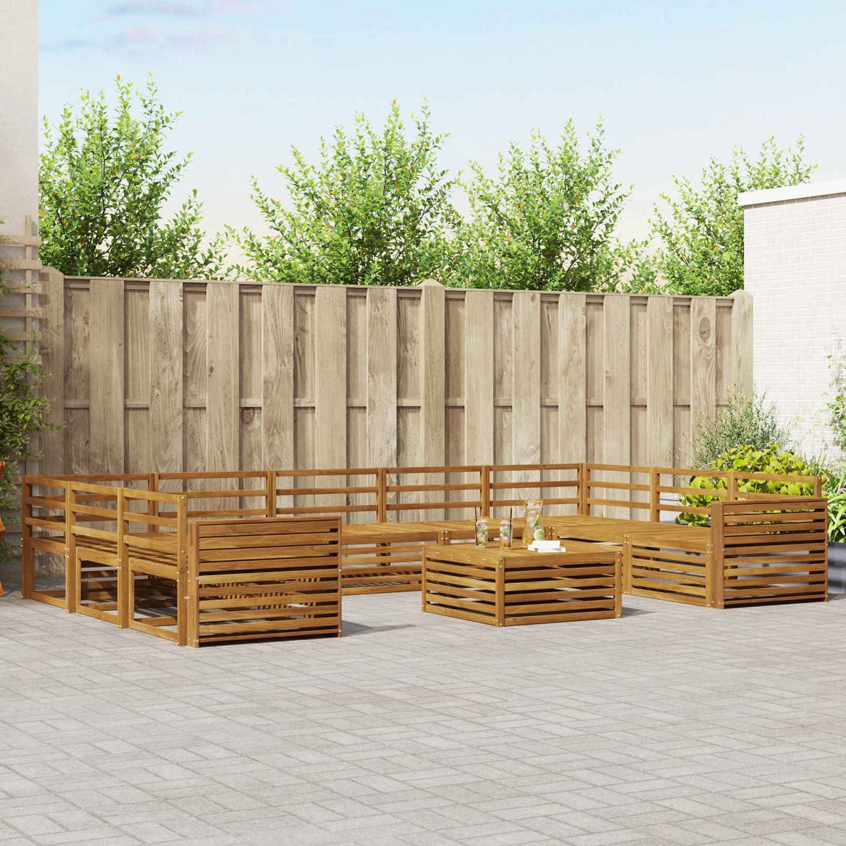Set vanjskih sofa 10 kom. Prirodna Čvrsto drvo akacije