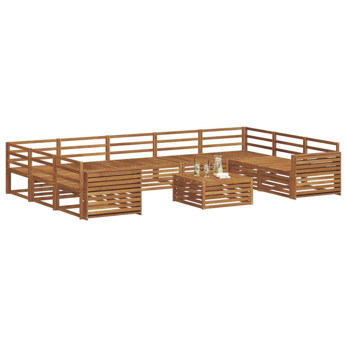Set vanjskih sofa 10 kom. Prirodna Čvrsto drvo akacije