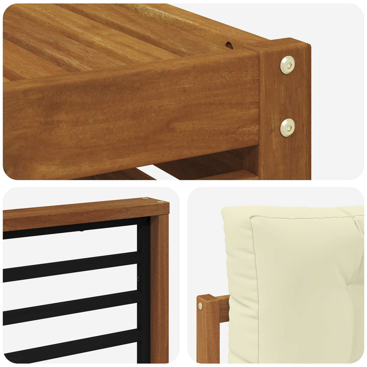Set vanjskih sofa 10 kom. Prirodna i krem Čvrsto drvo akacije