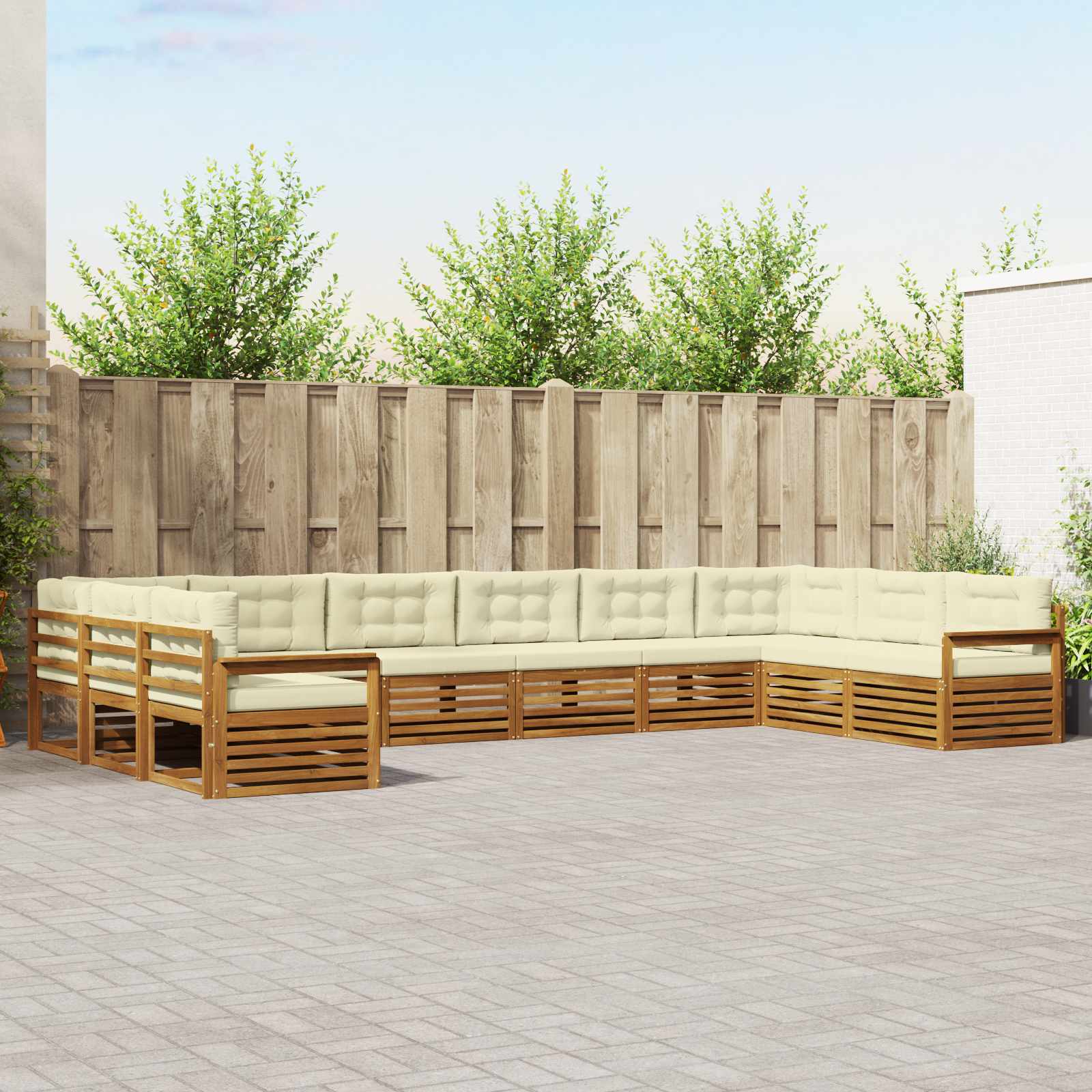 Setovi sofa 8 pcs Prirodna i krem Čvrsto drvo akacije