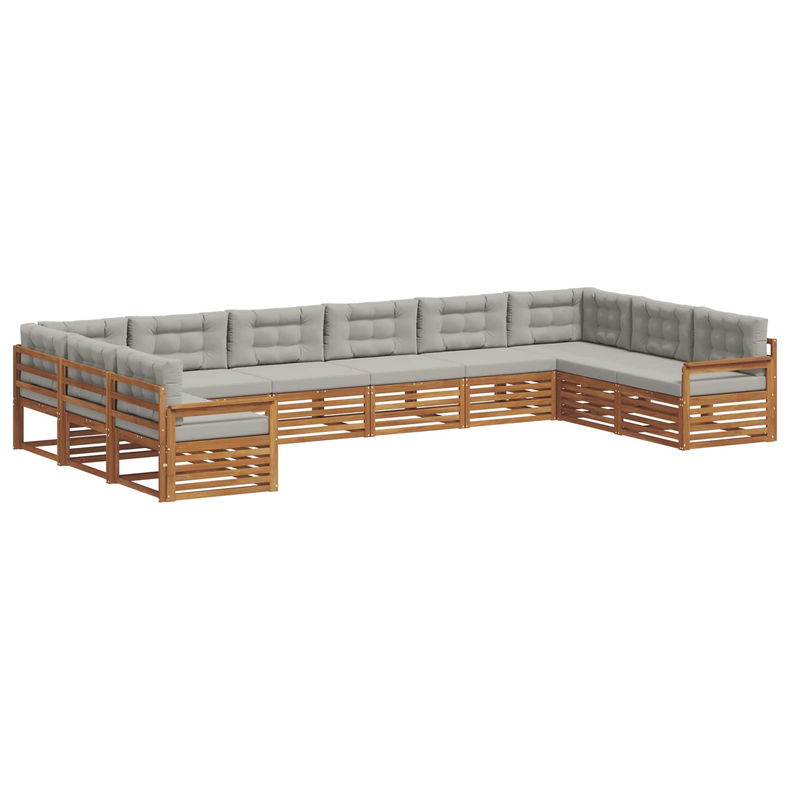 Setovi sofa 8 pcs Prirodna i svijetlo siva Čvrsto drvo akacije