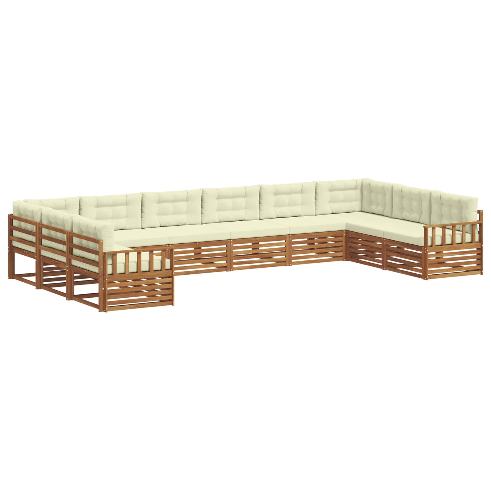 Setovi sofa 6 pcs Prirodna i krem Čvrsto drvo akacije