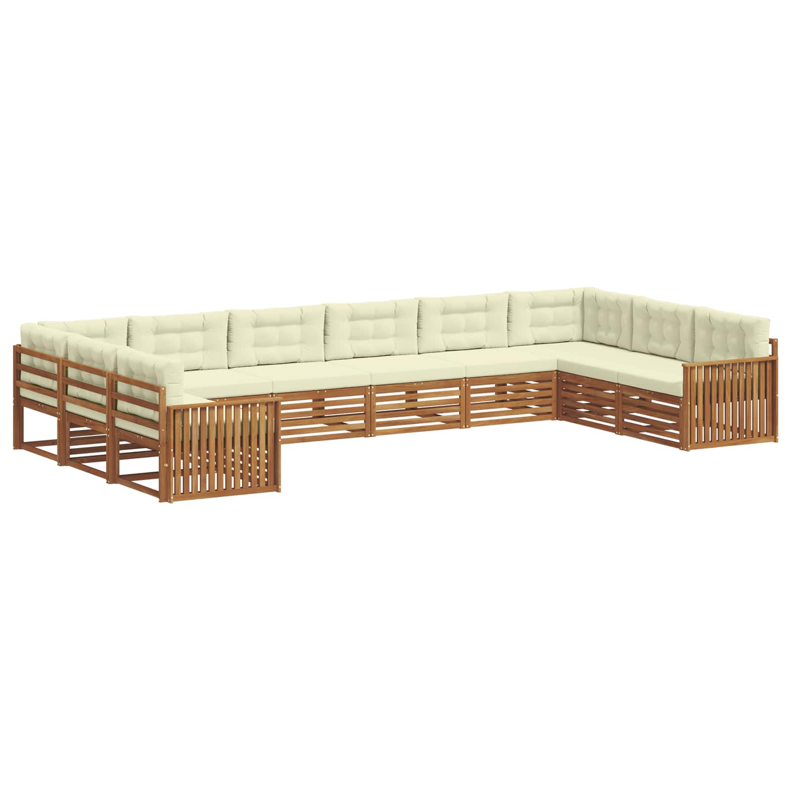 Setovi sofa 6 pcs Prirodna i krem Čvrsto drvo akacije