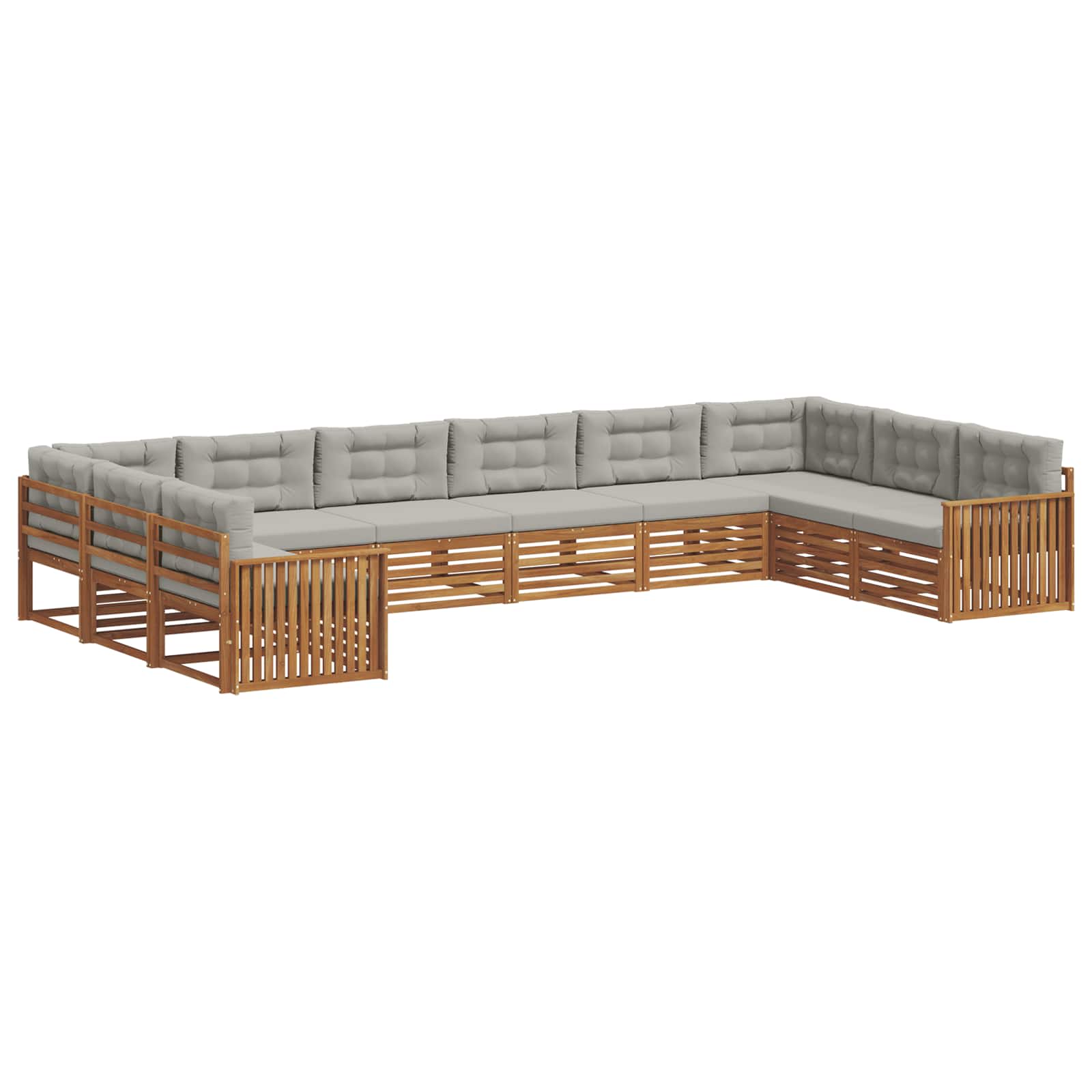 Setovi sofa 7 pcs Prirodna i svijetlo siva Čvrsto drvo akacije