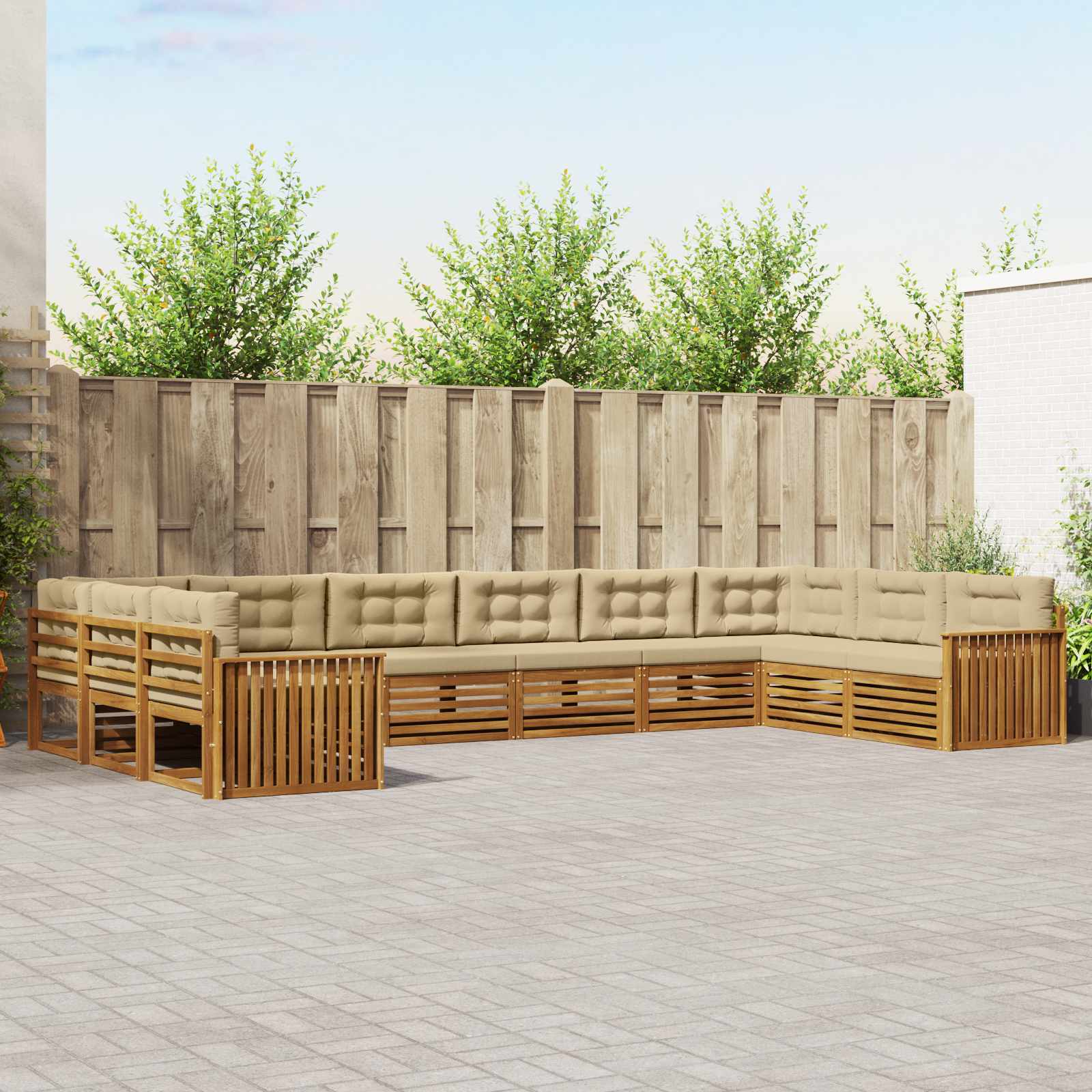 Setovi sofa s jastukom 8 pcs Prirodna i bež Čvrsto drvo akacije