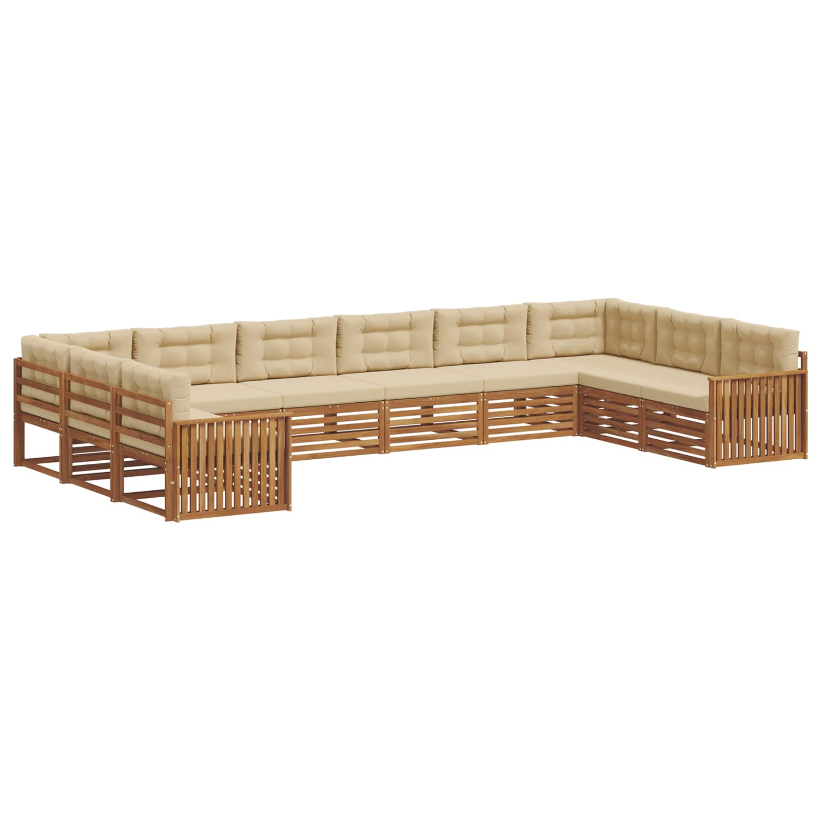 Setovi sofa s jastukom 8 pcs Prirodna i bež Čvrsto drvo akacije