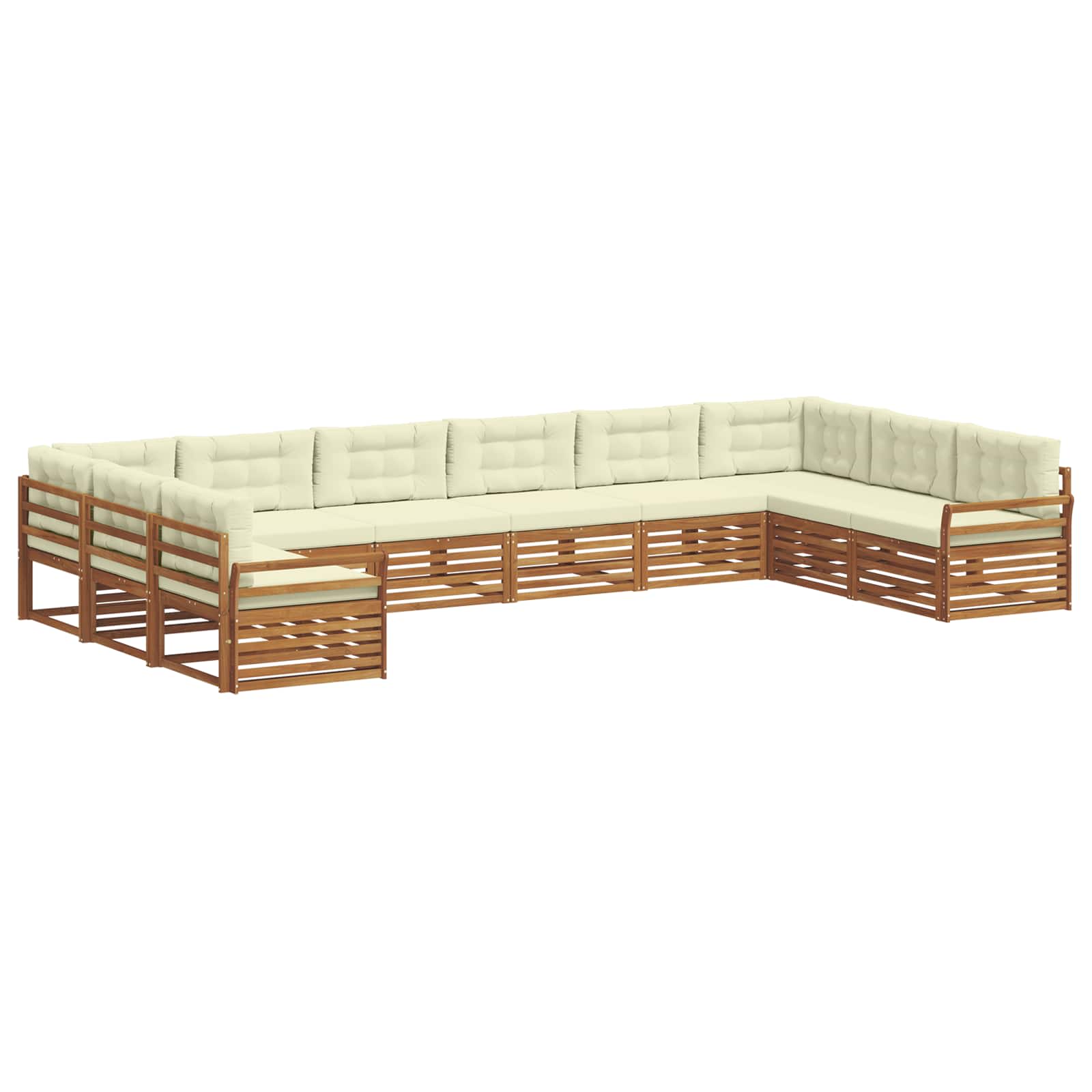 Setovi sofa 6 pcs Prirodna i krem Čvrsto drvo akacije