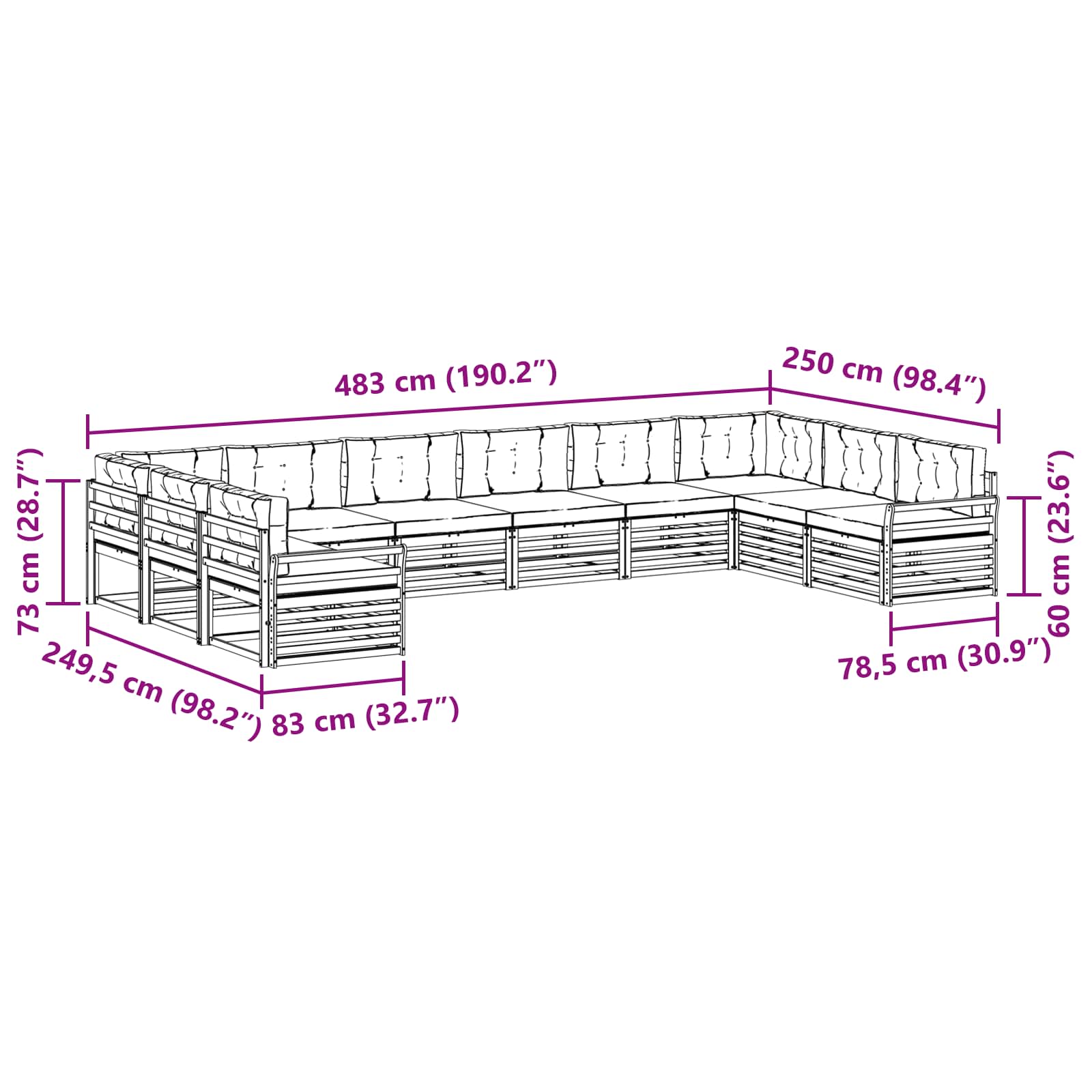 Setovi sofa 6 pcs Prirodna i krem Čvrsto drvo akacije
