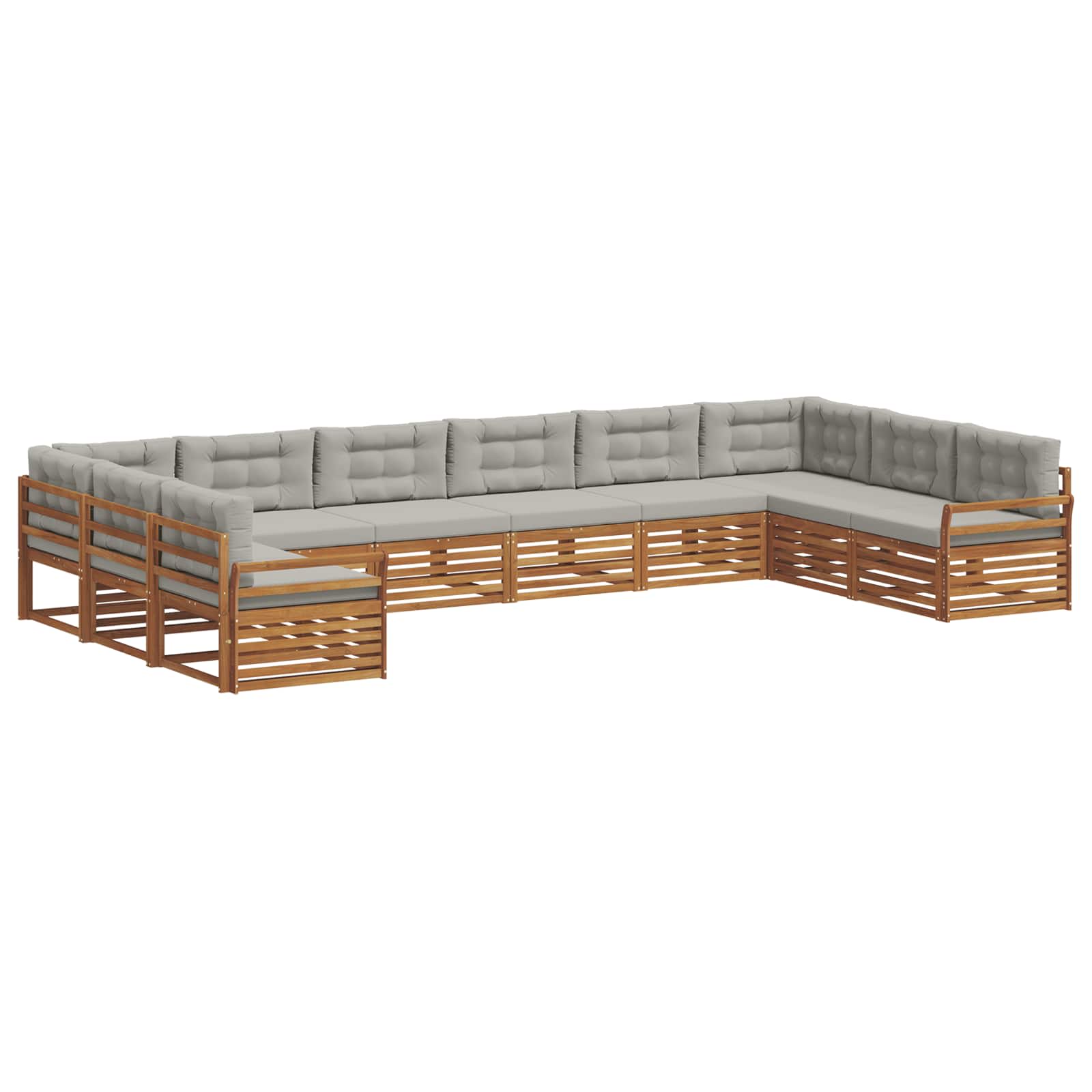 Setovi sofa 7 pcs Prirodna i svijetlo siva Čvrsto drvo akacije