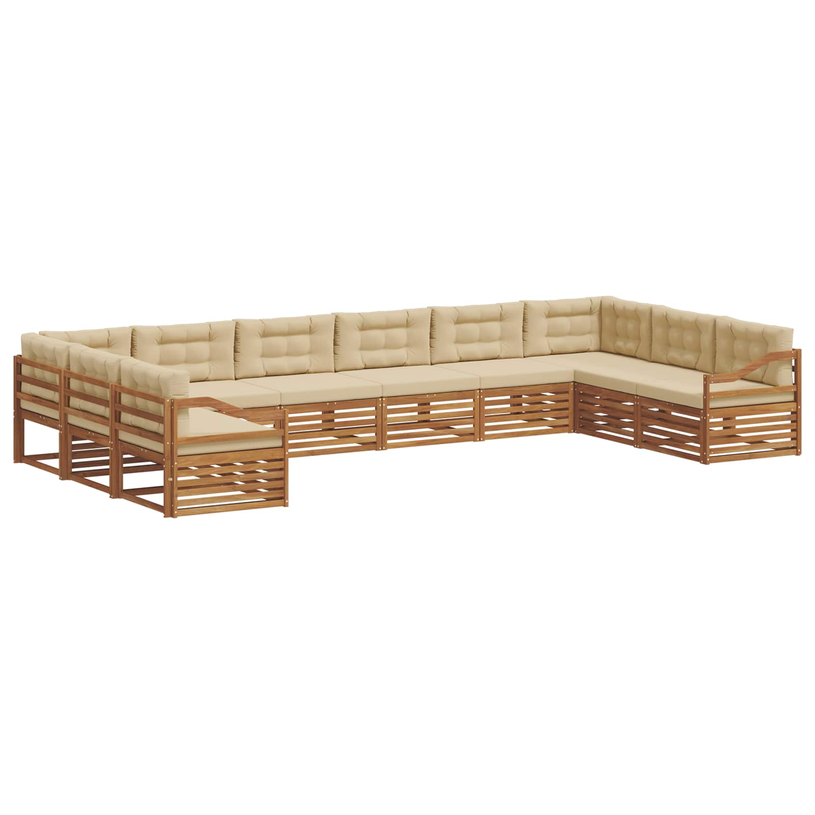 Setovi sofa 10 pcs Prirodna i bež Čvrsto drvo akacije