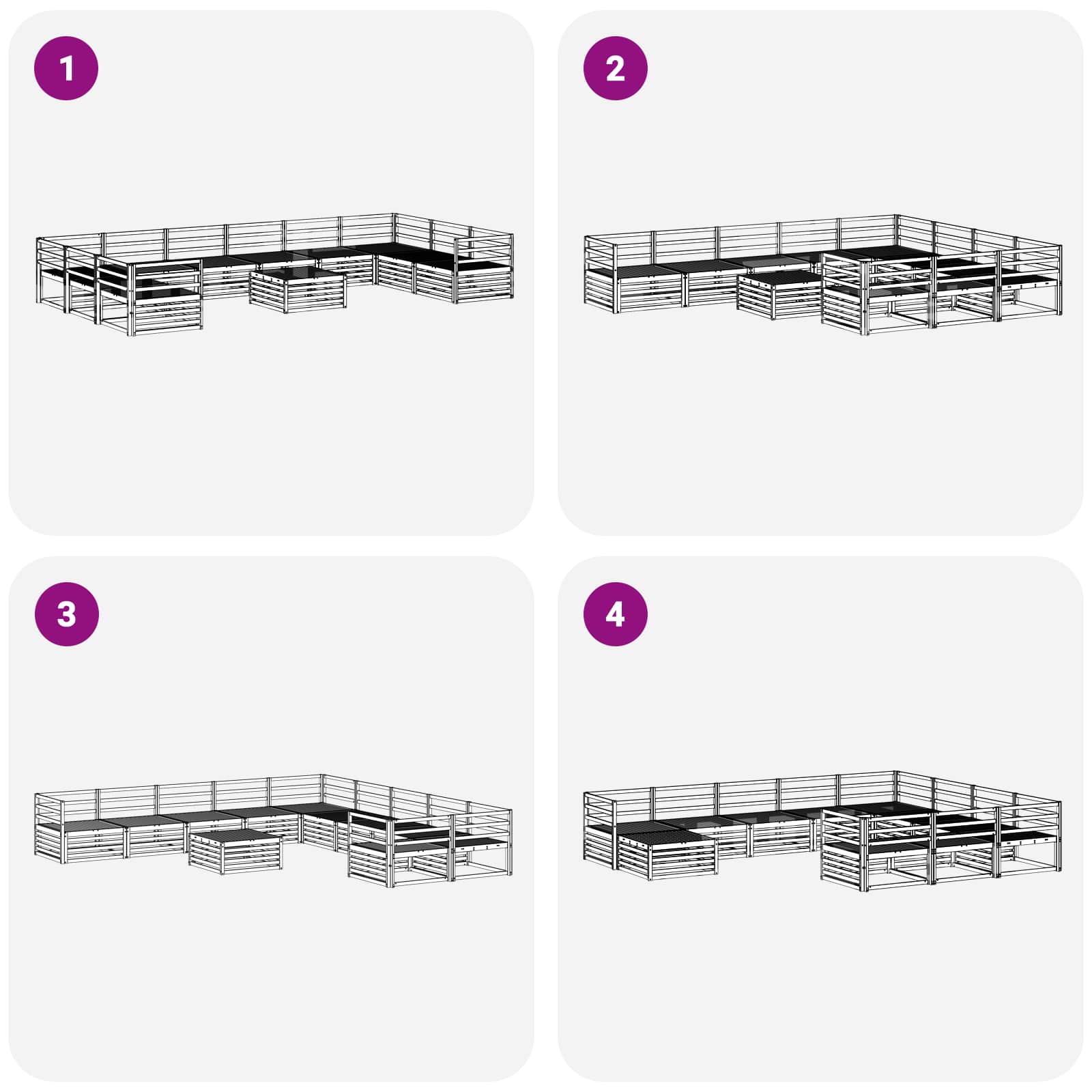 Setovi sofa 11 pcs Prirodna Čvrsto drvo akacije