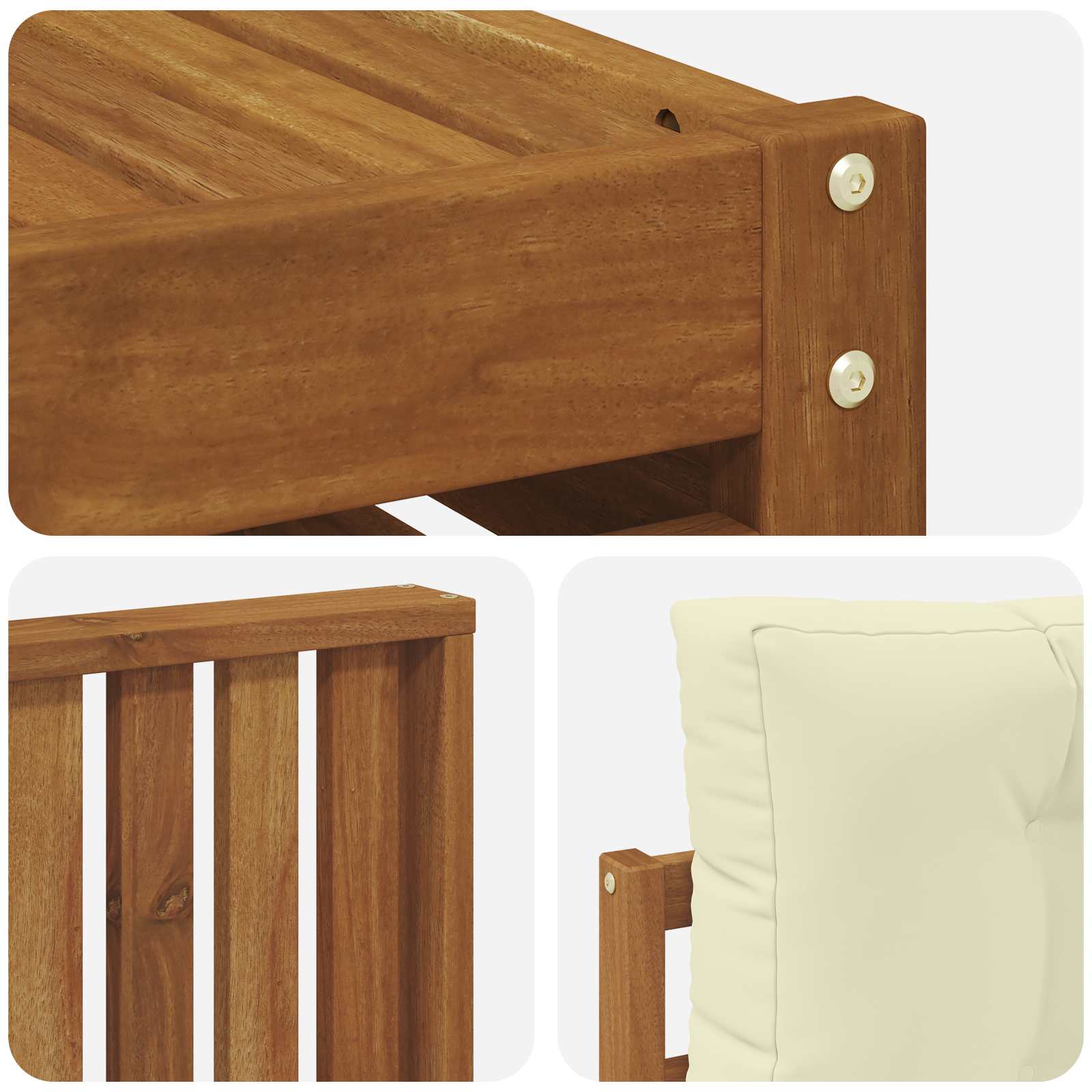 Setovi sofa 11 pcs Prirodna i krem Čvrsto drvo akacije