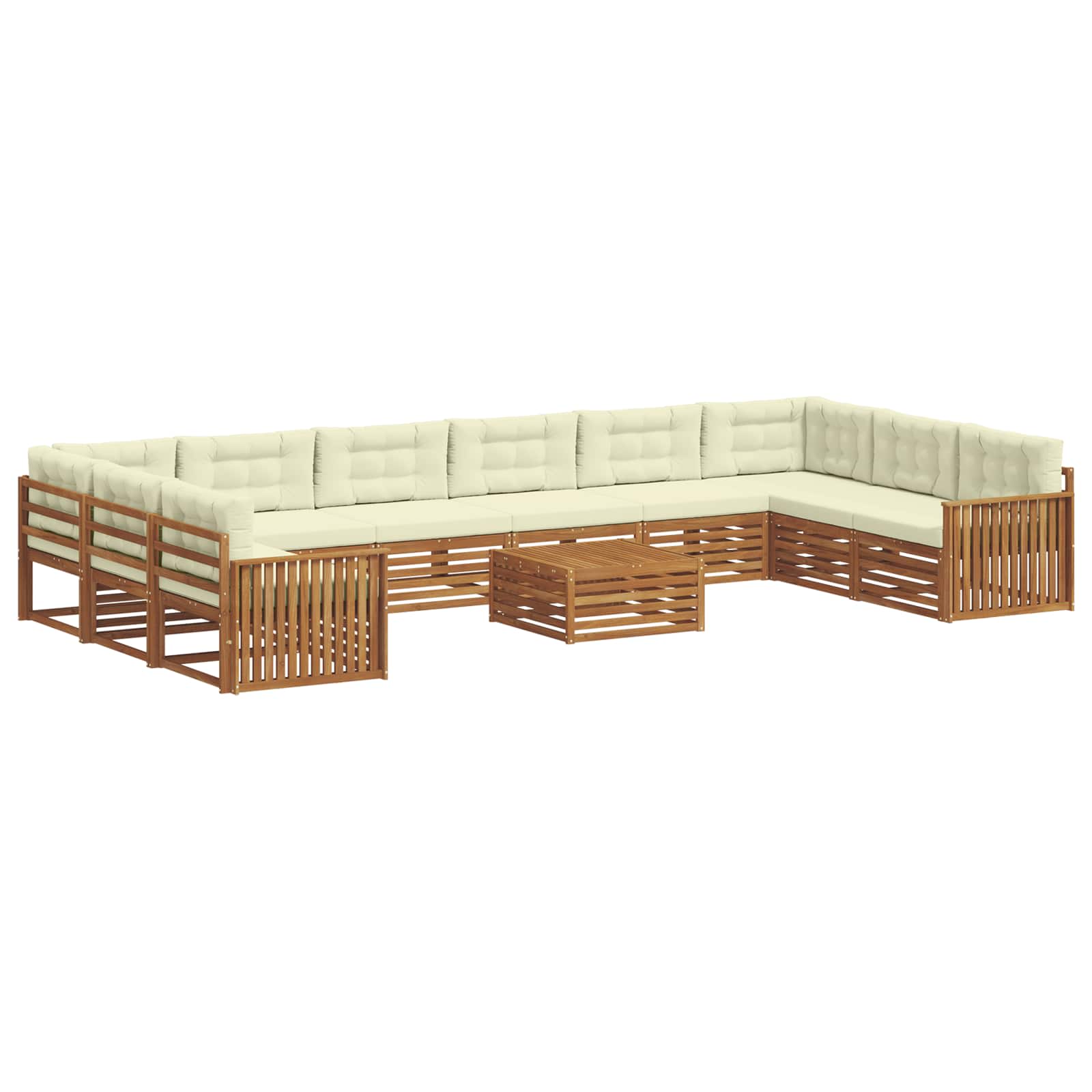 Setovi sofa 11 pcs Prirodna i krem Čvrsto drvo akacije