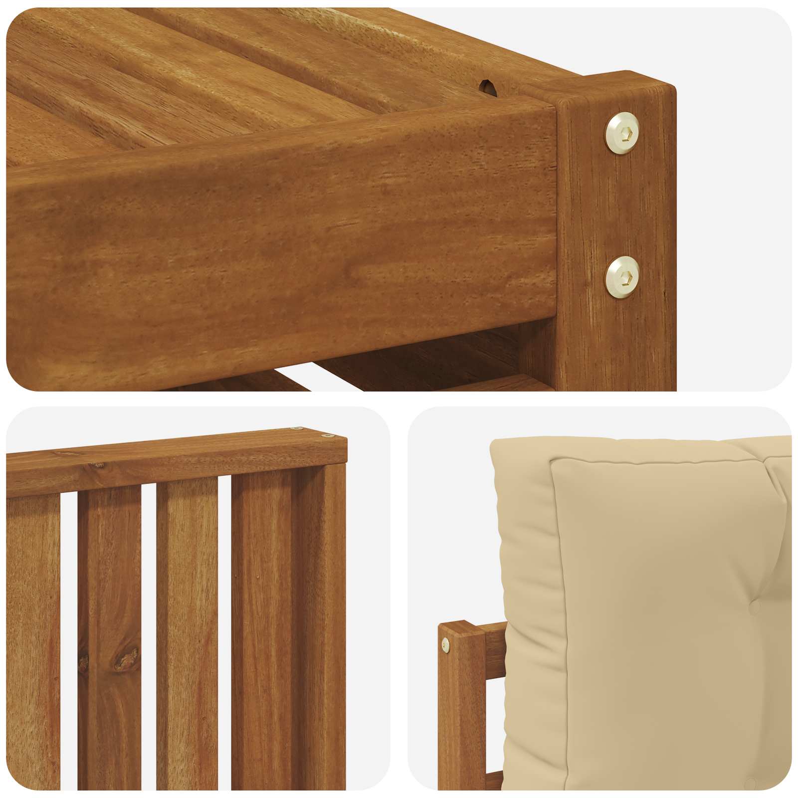 Setovi sofa 11 kom. Prirodna i bež Čvrsto drvo akacije