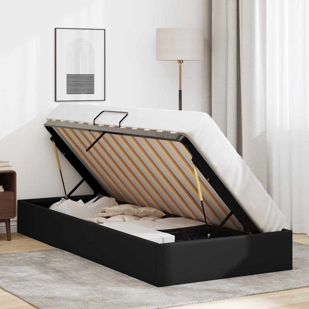 Krevet s od storage s pohranom Crna 100 x 190 cm Umjetna koža