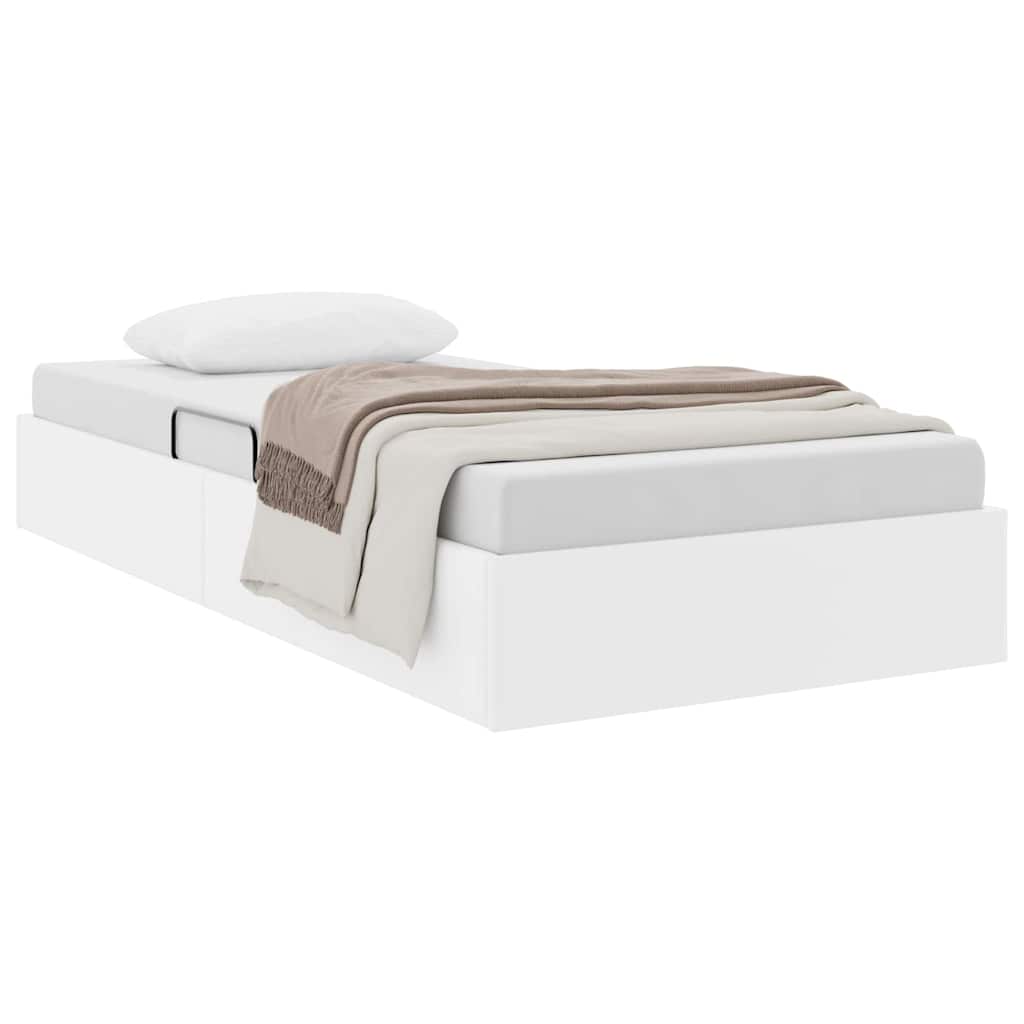 Krevet s od storage Čista bijela 100 x 190 cm Umjetna koža
