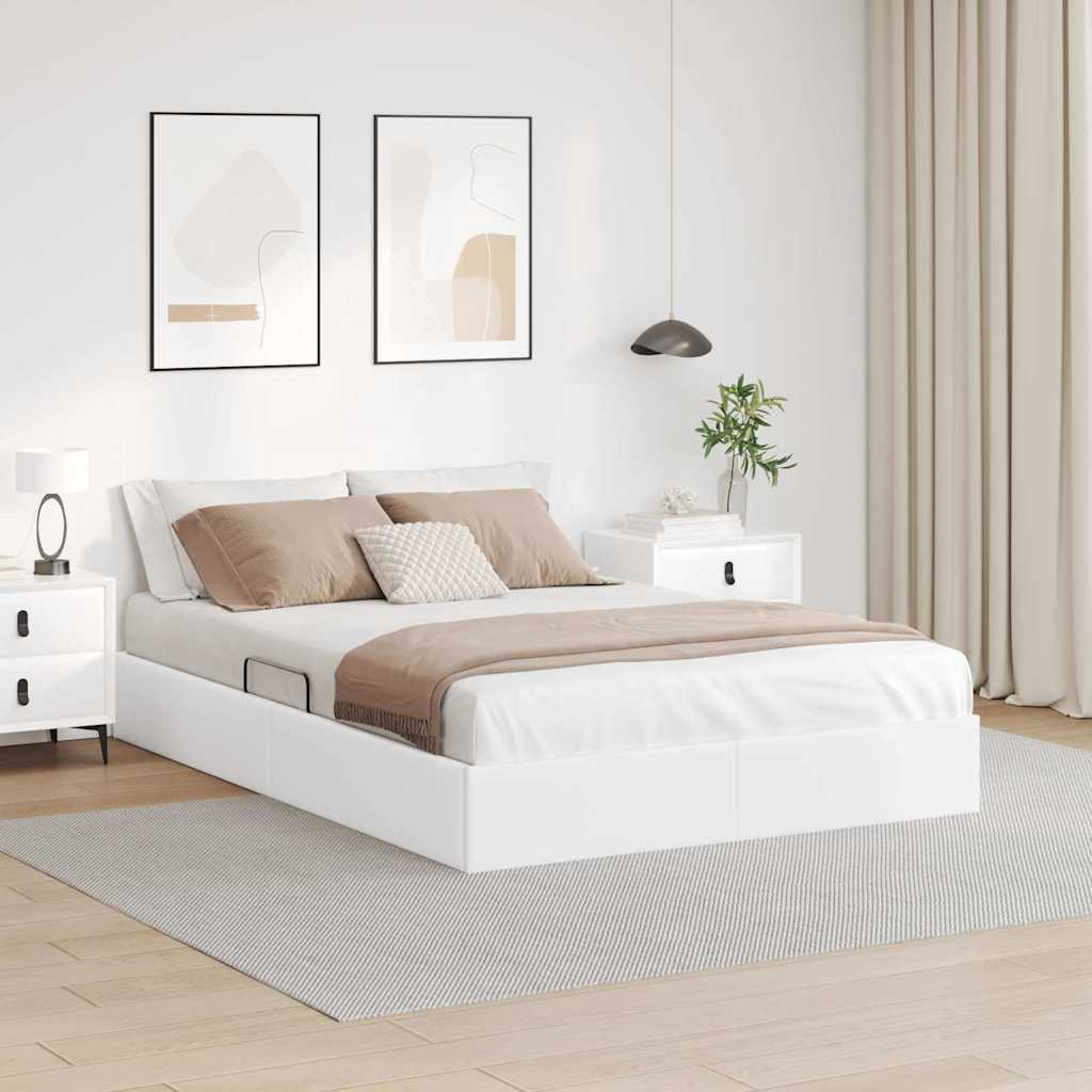 Krevet s od storage Čista bijela 153 x 203 cm Umjetna koža