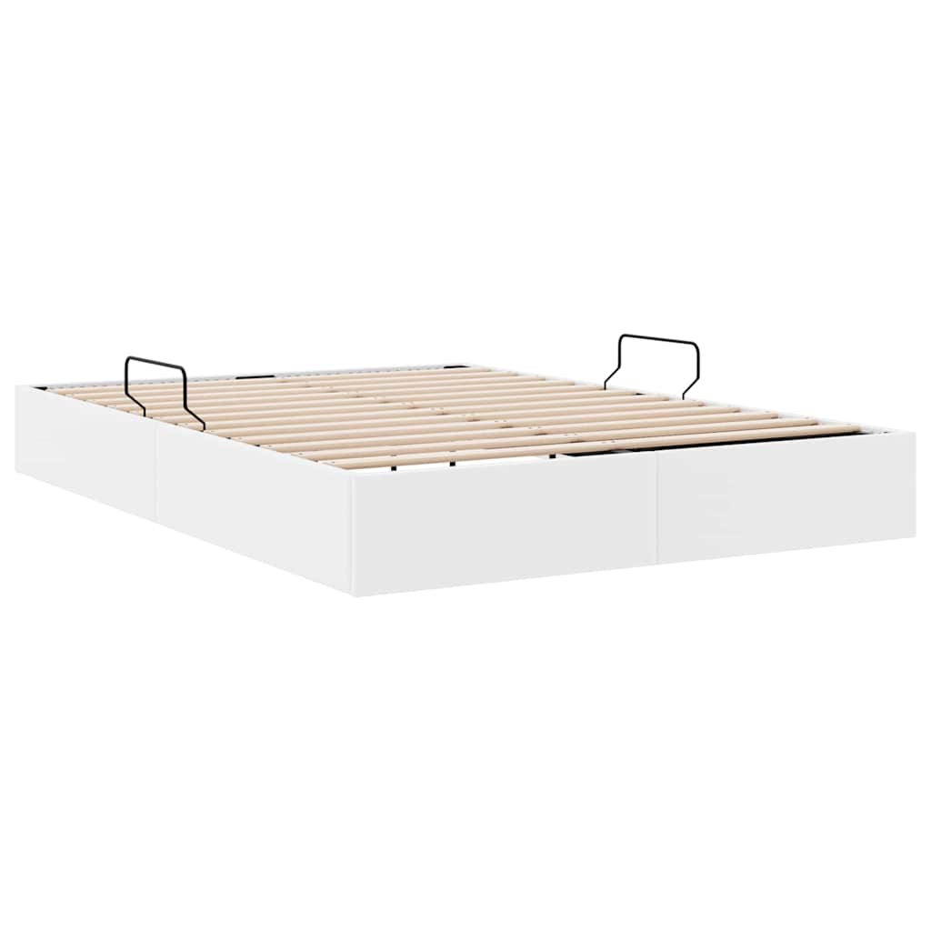 Krevet s od storage Čista bijela 153 x 203 cm Umjetna koža