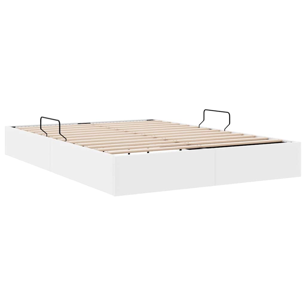 Krevet s od storage Čista bijela 153 x 203 cm Umjetna koža