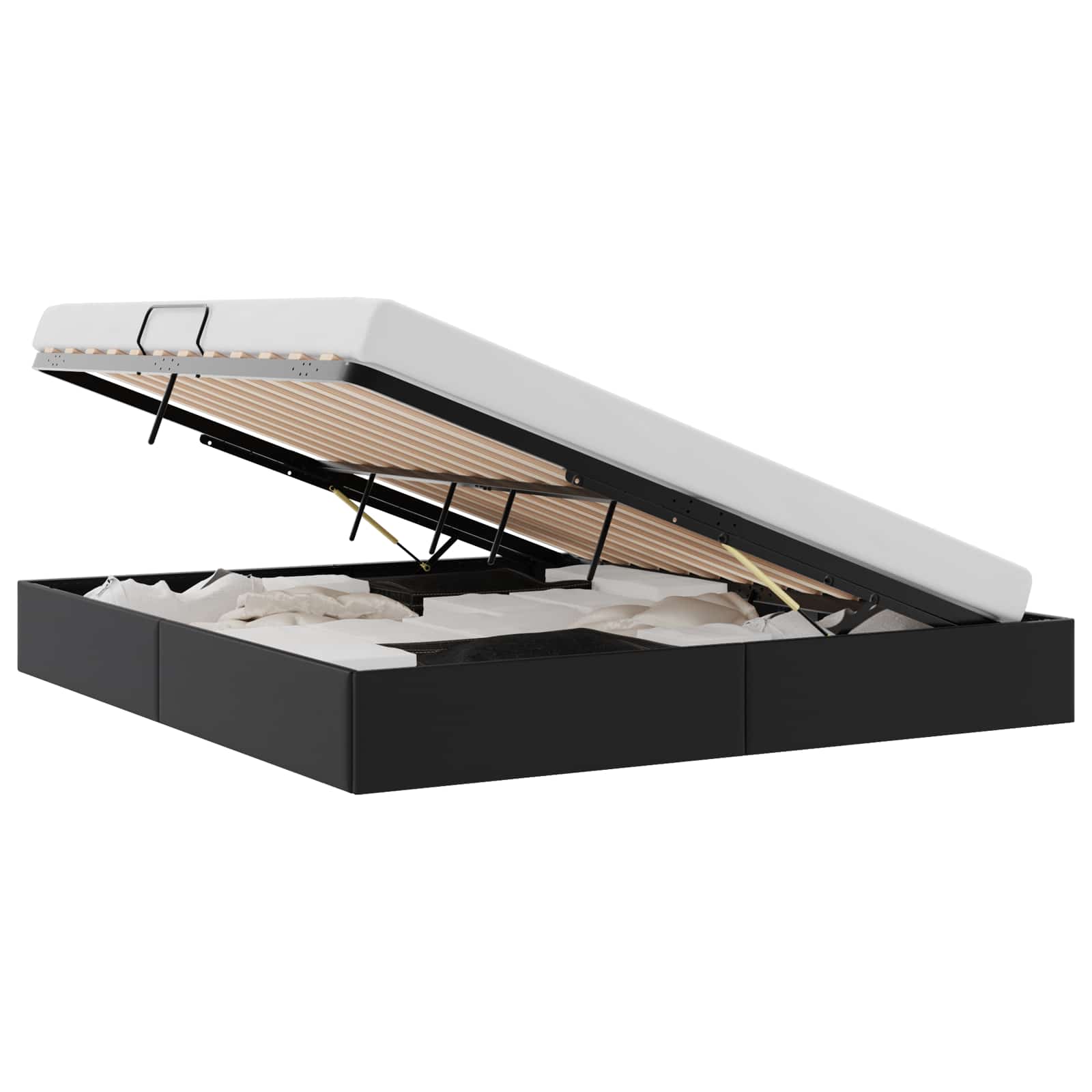 Krevet s od storage s pohranom Crna 193 x 203 cm Umjetna koža