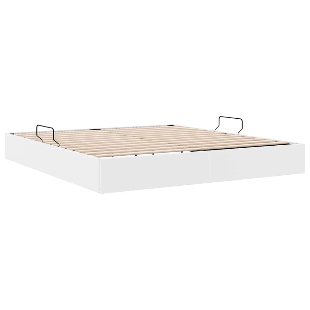 Krevet s od storage Čista bijela 193 x 203 cm Umjetna koža