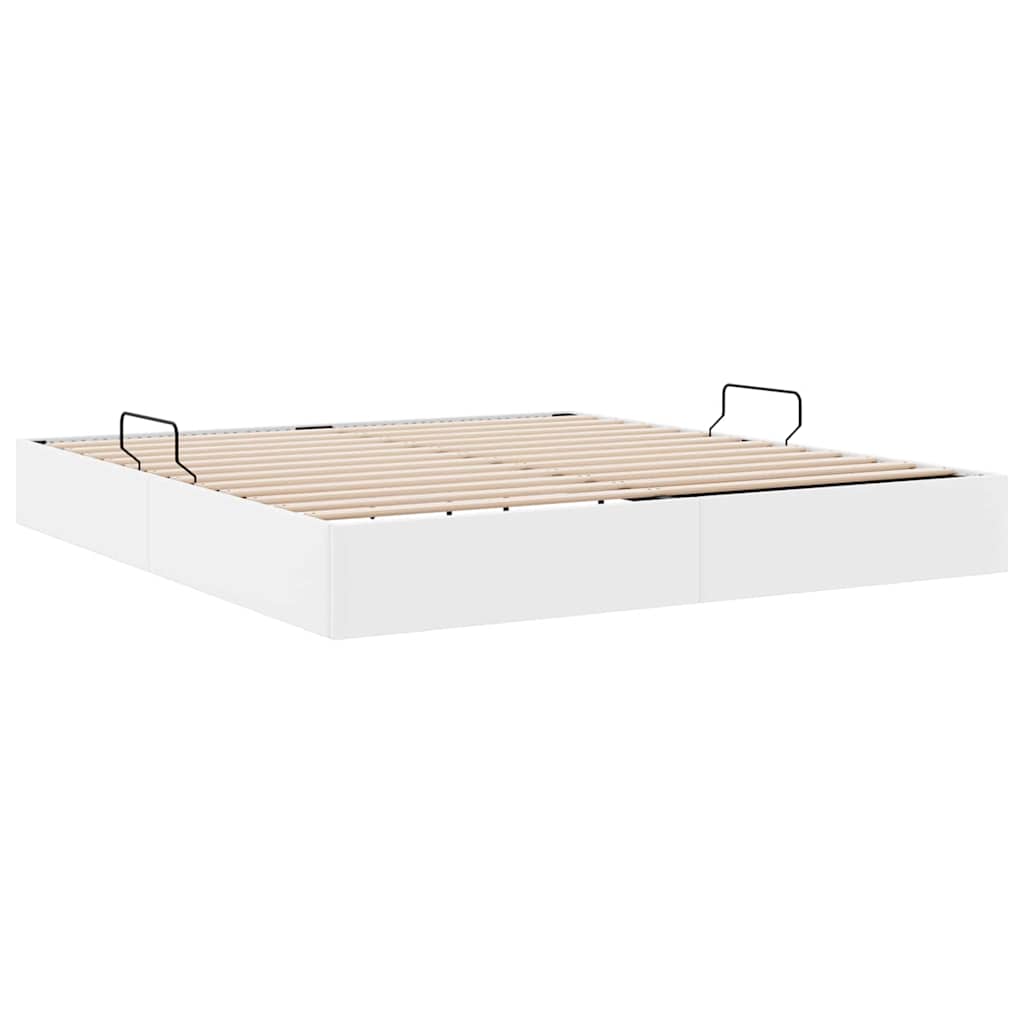 Krevet s od storage Čista bijela 193 x 203 cm Umjetna koža