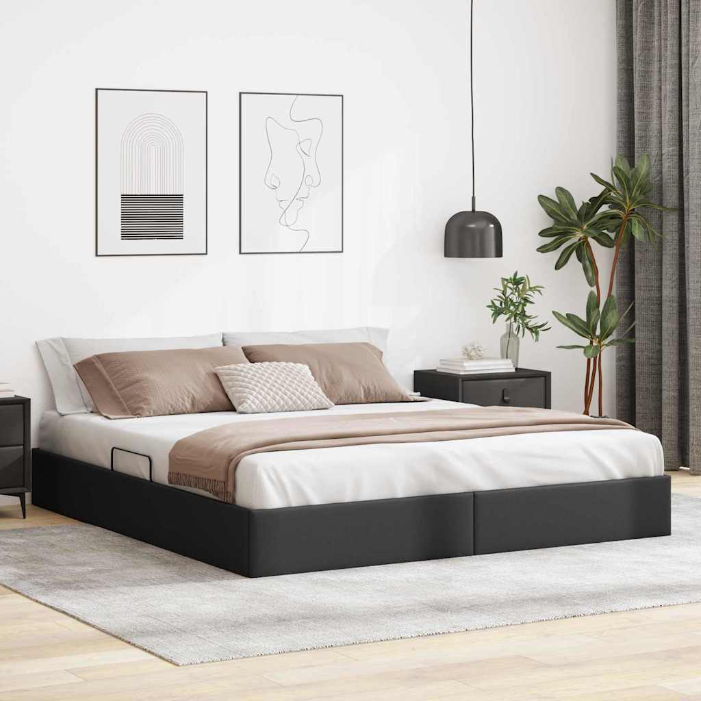 Krevet s od storage s pohranom Crna 183 x 213 cm Umjetna koža