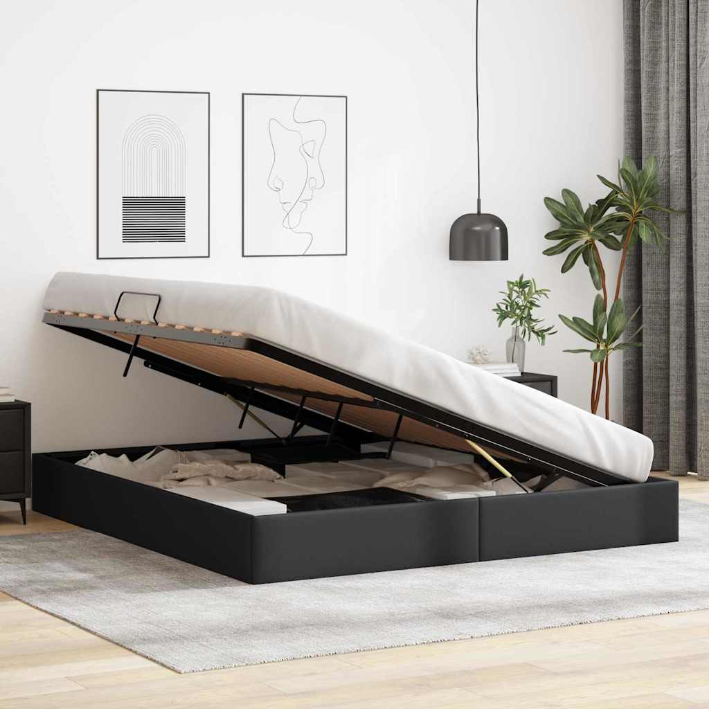 Krevet s od storage s pohranom Crna 183 x 213 cm Umjetna koža