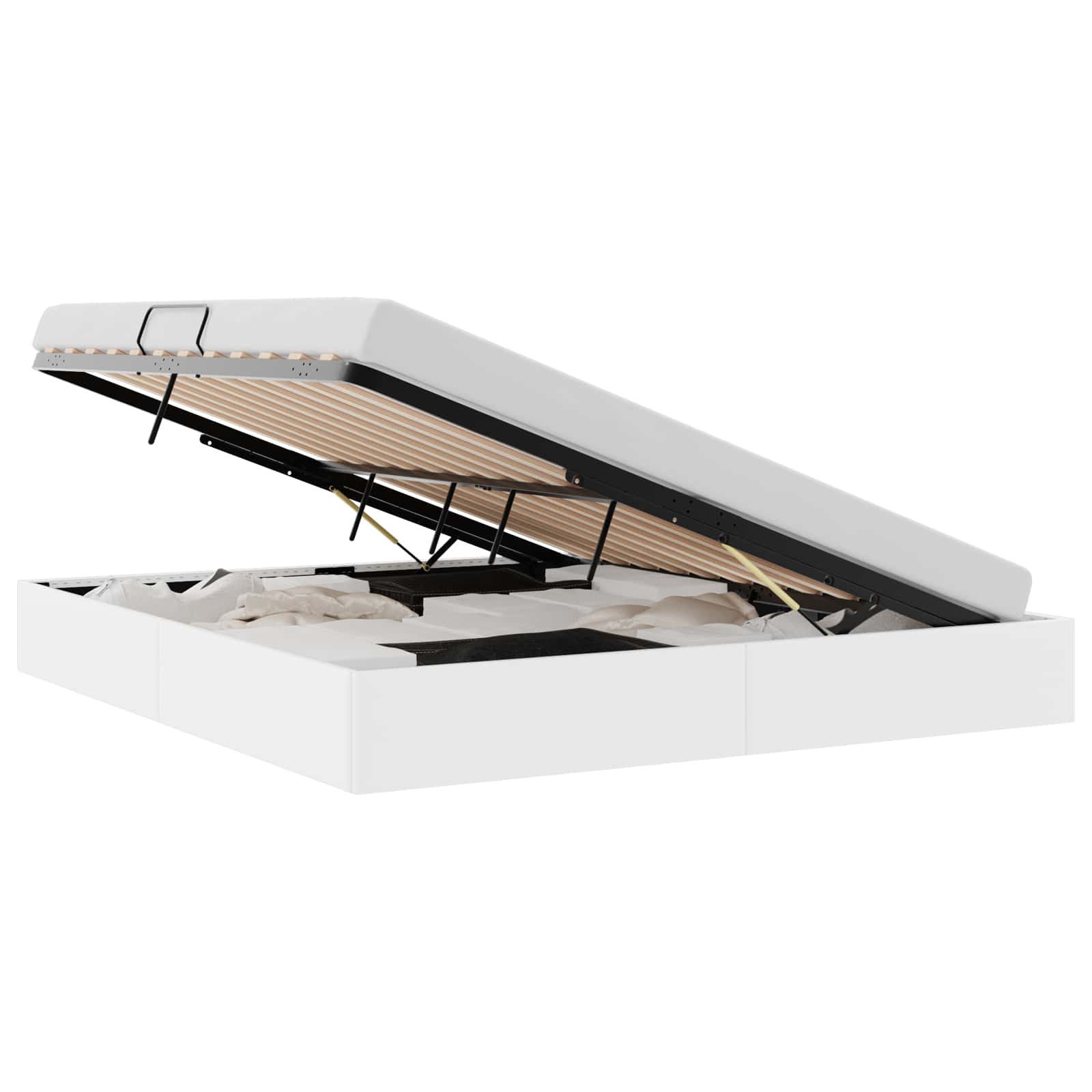Krevet s od storage Čista bijela 183 x 213 cm Umjetna koža