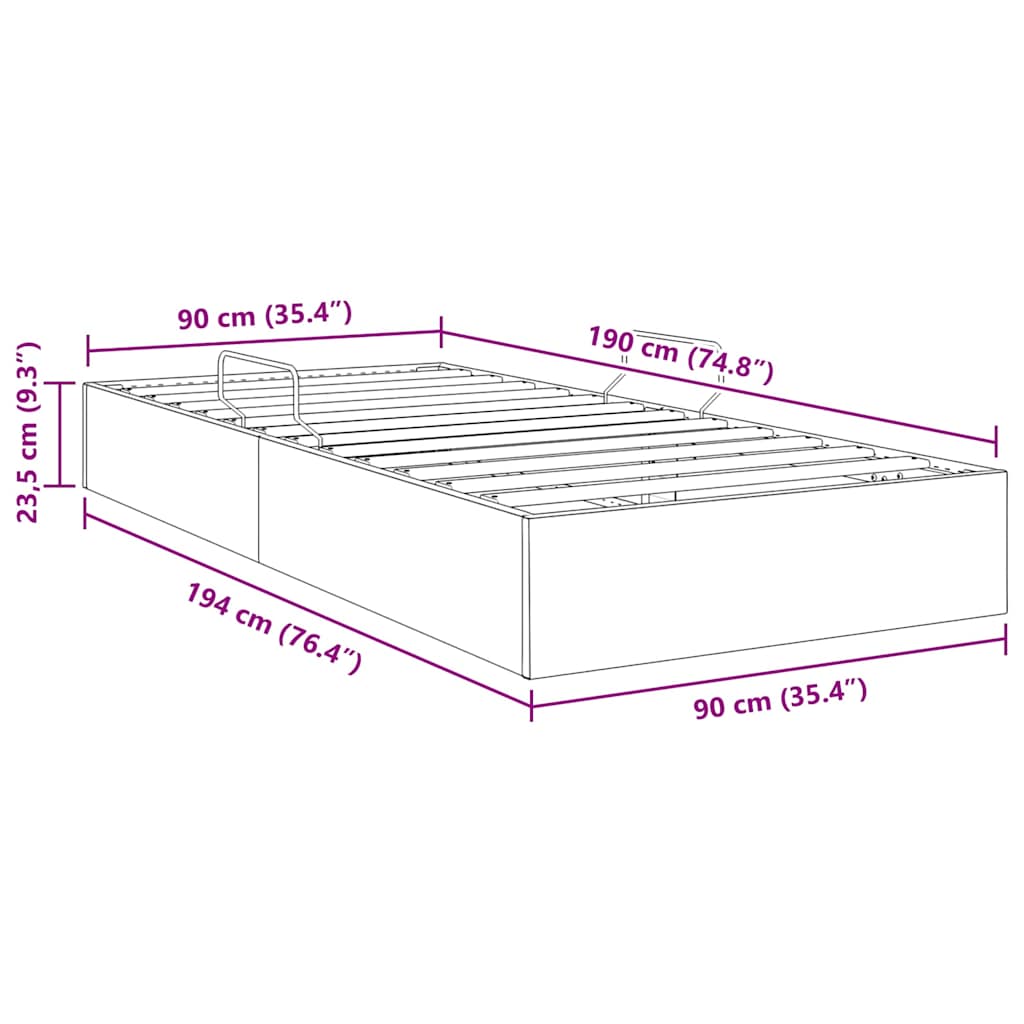 Krevet s od storage Svijetlo siva 90 x 190 cm tkanina
