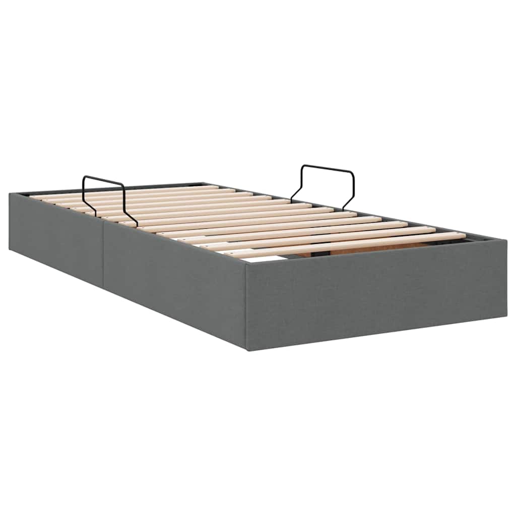 Krevet s od storage s uzglavljem Tamno siva 90 x 190 cm tkanina