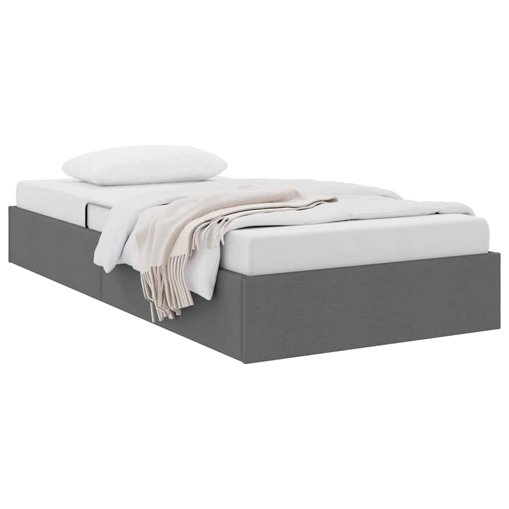 Krevet s od storage s uzglavljem Tamno siva 90 x 190 cm tkanina