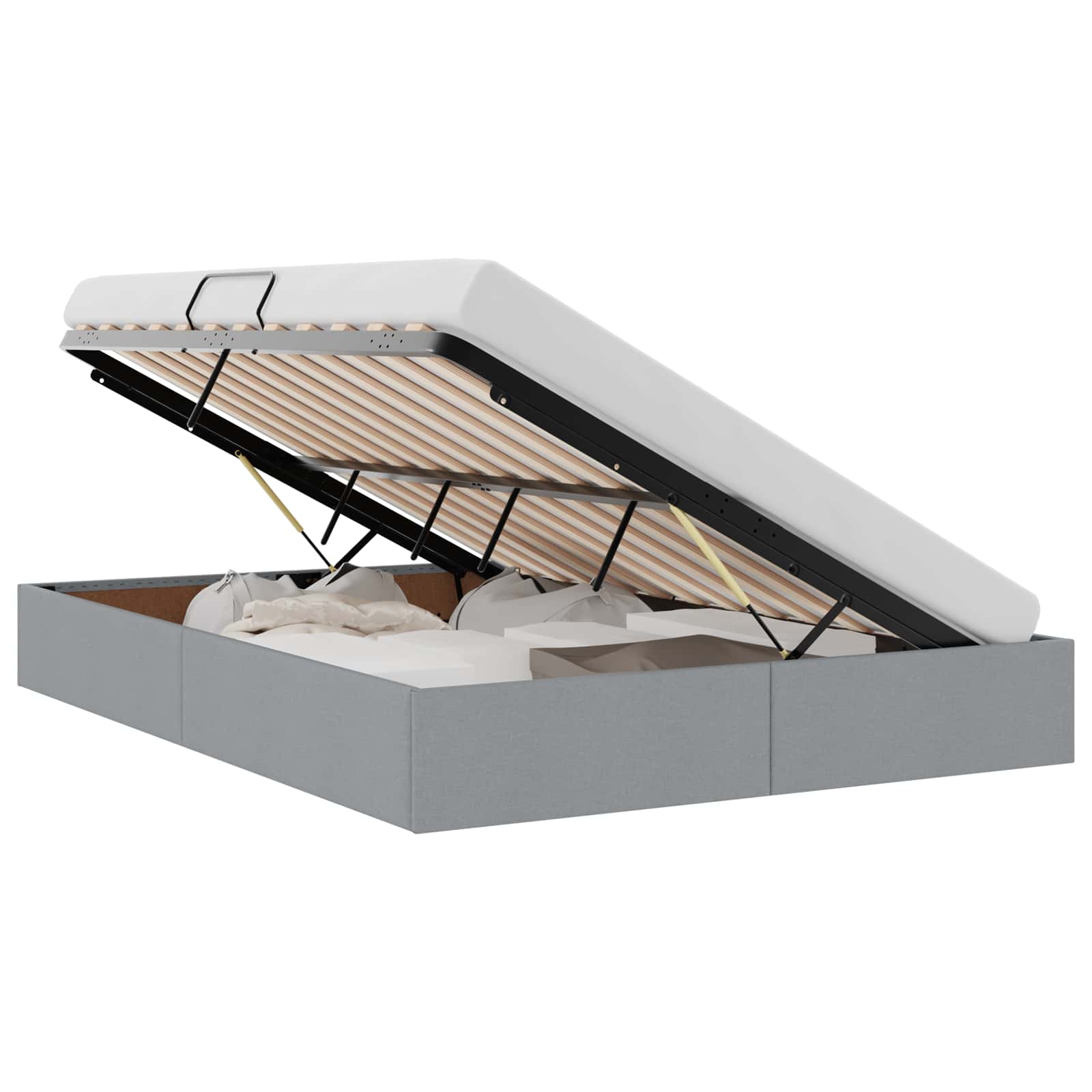 Krevet s od storage Svijetlo siva 135 x 190 cm tkanina