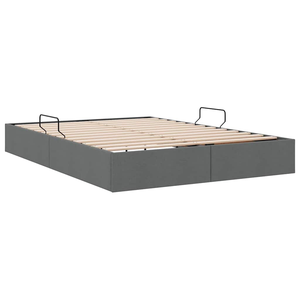 Krevet s od storage s pohranom Tamno siva 135 x 190 cm tkanina