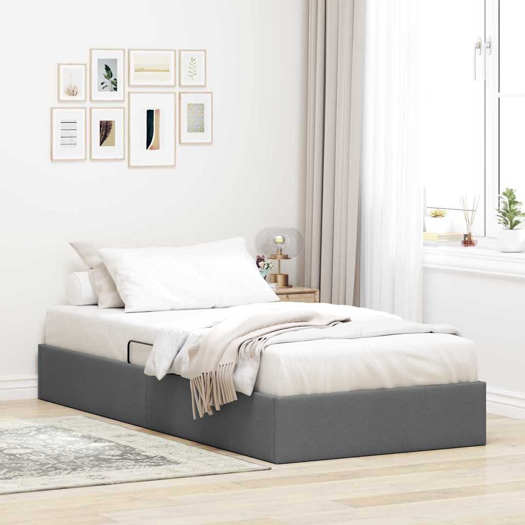 Krevet s od storage s pohranom Tamnosiva 100 x 190 cm Tkanina