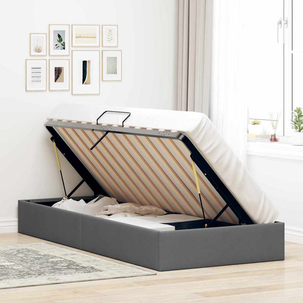 Krevet s od storage s pohranom Tamnosiva 100 x 190 cm Tkanina