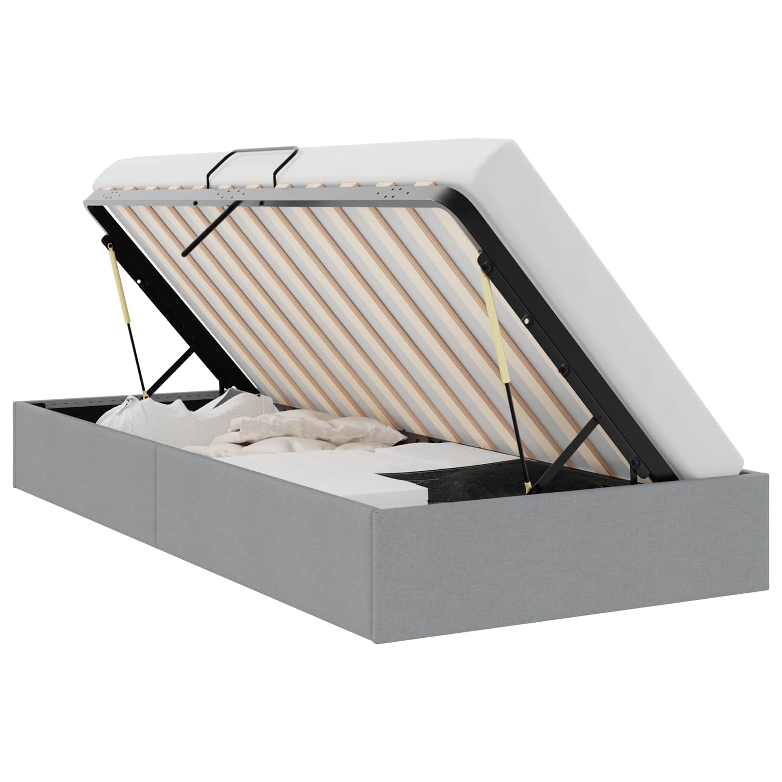 Krevet s od storage Svijetlo siva 203 x 100 cm tkanina